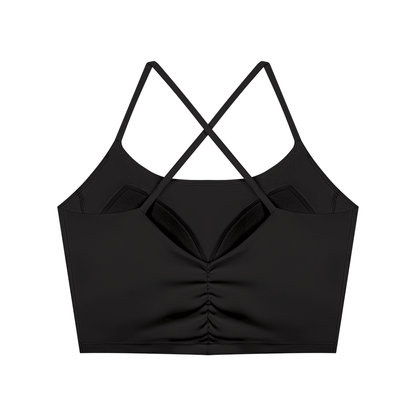 DUGGAN Women's Ruched Cropped Yoga Tank Top