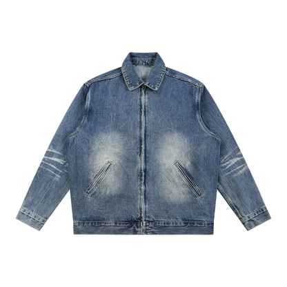 DUGGAN Vintage Wash Zip Up Denim Jacket