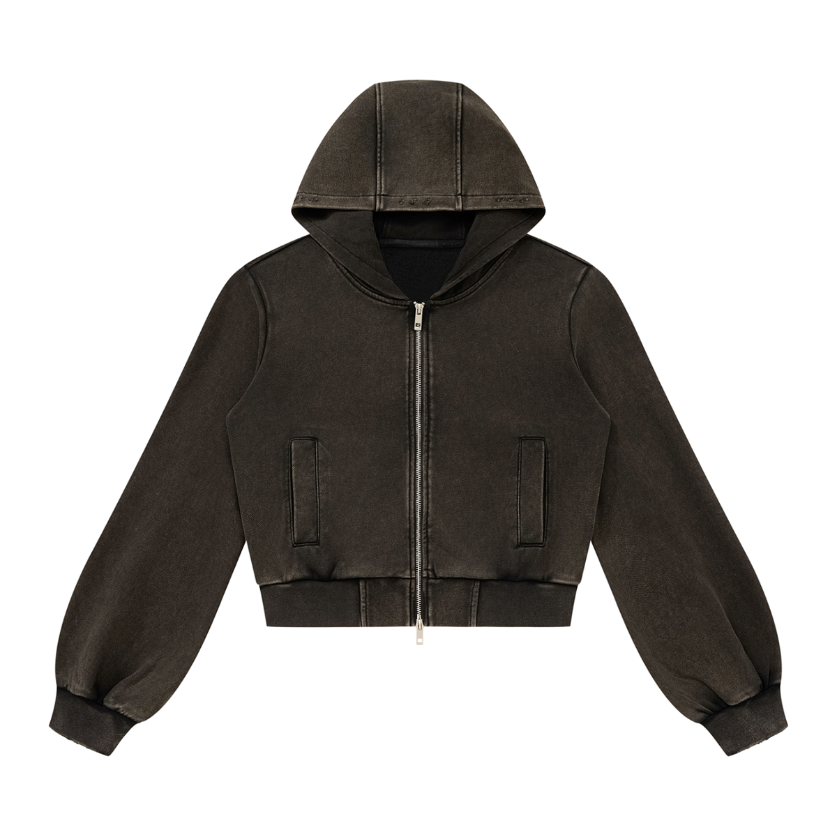 DUGGAN Women's Black Vintage Wash Full Zip Hoodie