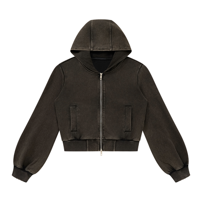 DUGGAN Women's Vintage Wash Full Zip Hoodie