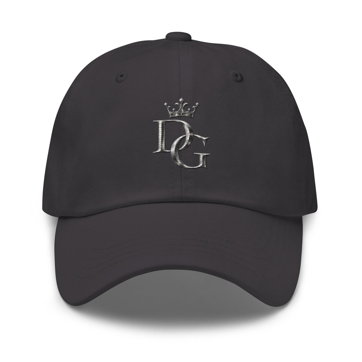 Classic Embroidered Cotton Dad Hat, in Dark Grey, front view