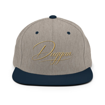 Classic Embroidered Snapback Cap, in Heather Grey Navy, front view