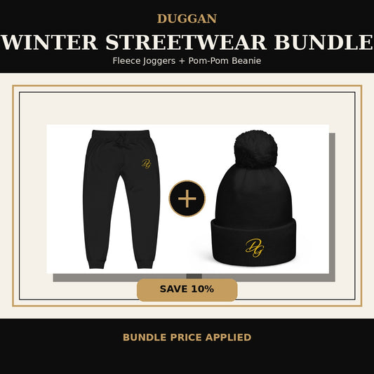 DUGGAN Winter Streetwear Bundle - Fleece Joggers and Pom-Pom Beanie, save 10%