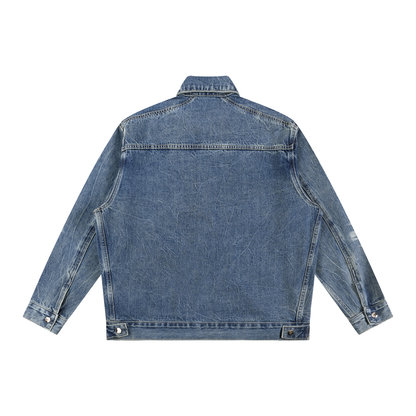 DUGGAN Vintage Wash Zip Up Denim Jacket