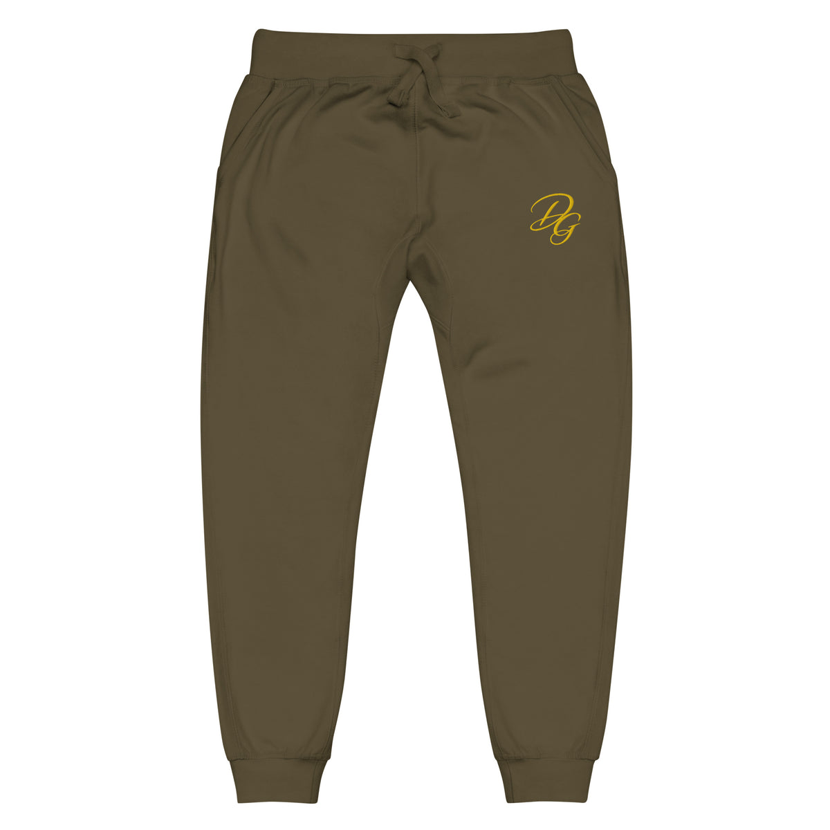 Unisex Fleece Sweatpants, in Military Green, front view