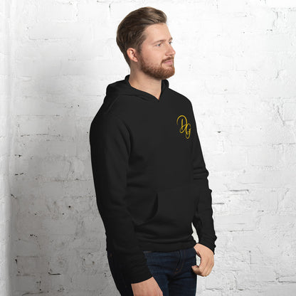 Unisex Fleece Pullover Hoodie, in Black, right-front view