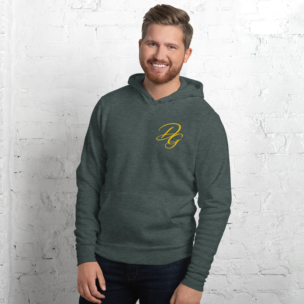 Unisex Fleece Pullover Hoodie, in Heather Forest, front view