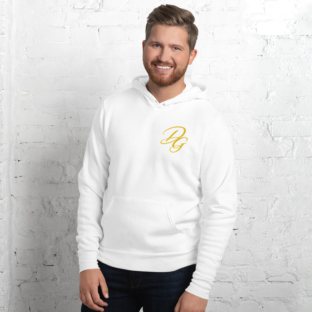 Unisex Fleece Pullover Hoodie, in White, front view